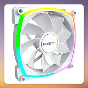Montech RX140 PWM 140 mm ARGB Case Fan, White, Single Pack