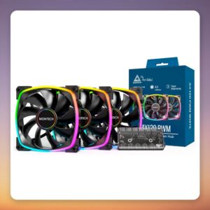 Montech AX120 PWM 120 mm ARGB Case Fan, Black, 3-Pack