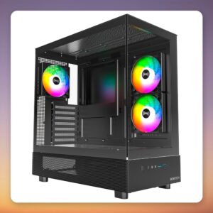 Montech XR ATX Mid-Tower Case, Black, Dual Tempered Glass, 3 ARGB Fans
