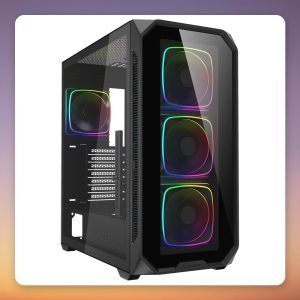 Sharkoon AK5G RGB ATX Mid-Tower Case, Black, Tempered Glass, 4x ARGB Fans