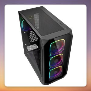 Sharkoon AK5G RGB ATX Mid-Tower Case, Black, Tempered Glass, 4x ARGB Fans