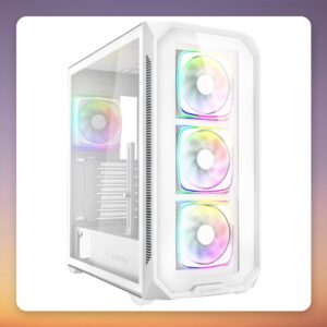Sharkoon AK5G RGB ATX Mid-Tower Case, White, Tempered Glass, 4x ARGB Fans