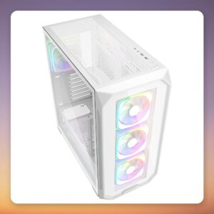 Sharkoon AK5G RGB ATX Mid-Tower Case, White, Tempered Glass, 4x ARGB Fans