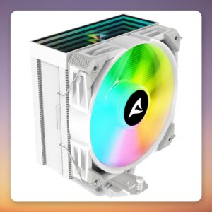 Sharkoon A40 RGB 120 mm Single Tower CPU Cooler, White, 4 Heatpipes, 220W TDP