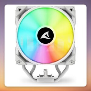 Sharkoon A40 RGB 120 mm Single Tower CPU Cooler, White, 4 Heatpipes, 220W TDP