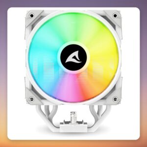 Sharkoon A50 RGB 120 mm Single Tower CPU Cooler, White, 5 Heatpipes