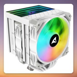 Sharkoon A60 RGB 120 mm Dual Tower CPU Cooler, White, 6 Heatpipes, 260W TDP