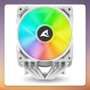Sharkoon A60 RGB 120 mm Dual Tower CPU Cooler, White, 6 Heatpipes, 260W TDP