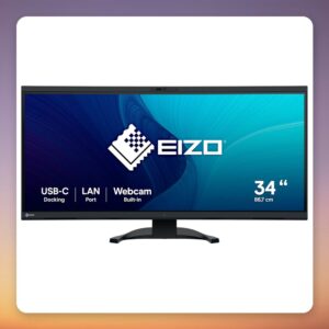 Eizo FlexScan EV3450XC 34.1″ UWQHD Curved IPS Monitor with 5 MP Webcam, USB-C 94 W