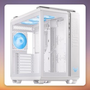 Asus TUF Gaming GT502 PLUS Dual-Chamber Midi Tower Case, White, Tempered Glass