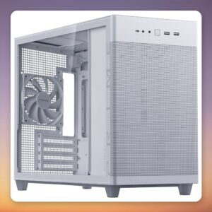 Asus PRIME AP201 Mini Tower Case, White, Tempered Glass, Micro-ATX
