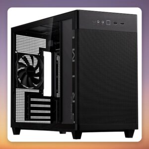 Asus PRIME AP201 Micro-ATX Mini Tower Case, Black, Tempered Glass
