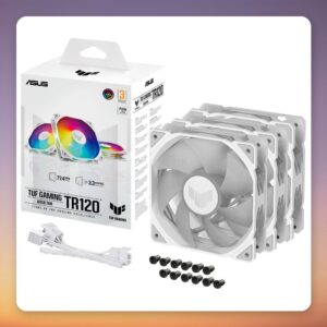 Asus TUF Gaming TR120 ARGB 120 mm Case Fan, White, 3-Pack
