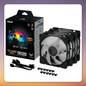 Asus TUF Gaming TR120 ARGB 120 mm Case Fan, Black/Transparent, 3-Pack