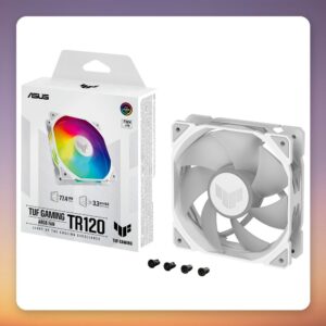 Asus TUF Gaming TR120 ARGB 120 mm PWM Case Fan, White, Single Pack