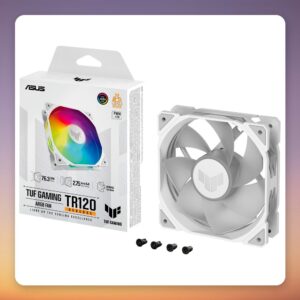 Asus TUF Gaming TR120 ARGB Reverse 120 mm PWM Fan, White, Single Pack