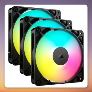 Corsair RS120 ARGB 120 mm PWM Fan, Black, 3-Pack