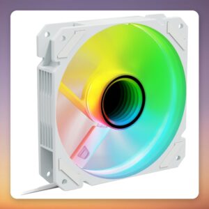 Sharkoon SHARK Mirror RGB PWM REVERSE 120 mm ARGB Case Fan, White