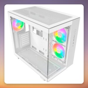 Montech KING 65 PRO ATX Mid-Tower Case, White, Dual Tempered Glass, 3 ARGB Fans