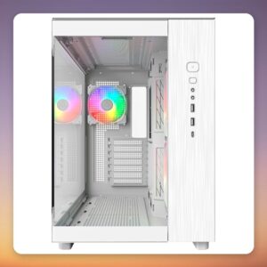 Montech KING 65 PRO ATX Mid-Tower Case, White, Dual Tempered Glass, 3 ARGB Fans
