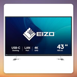 Eizo FlexScan EV4340X 42.5″ 4K UHD IPS Monitor, USB-C 94W, KVM Switch, Black