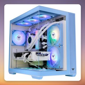 Thermaltake View 380 TG ARGB Hydrangea Blue ATX Mid-Tower Case, Dual Tempered Glass