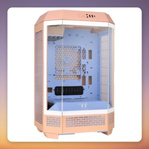 Thermaltake The Tower 300 Peach Fuzz Micro-ATX Mini-Tower Case, Tempered Glass, Peach