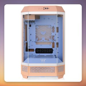 Thermaltake The Tower 300 Peach Fuzz Micro-ATX Mini-Tower Case, Tempered Glass, Peach