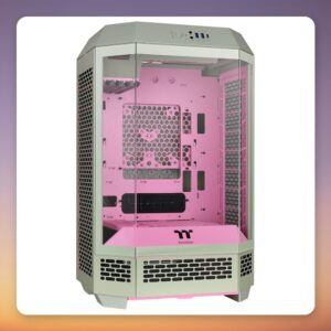 Thermaltake The Tower 300 Matcha Plum Micro-ATX Mini-Tower Case, Light Green/Pink, Tempered Glass