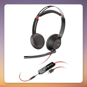 HP Poly Blackwire 5220 Stereo USB-C Headset with 3.5 mm Plug and USB-A Adapter