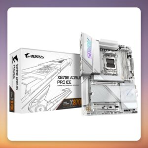 GigaByte X870E AORUS PRO ICE AM5 ATX Motherboard, White, DDR5, Wi-Fi 7