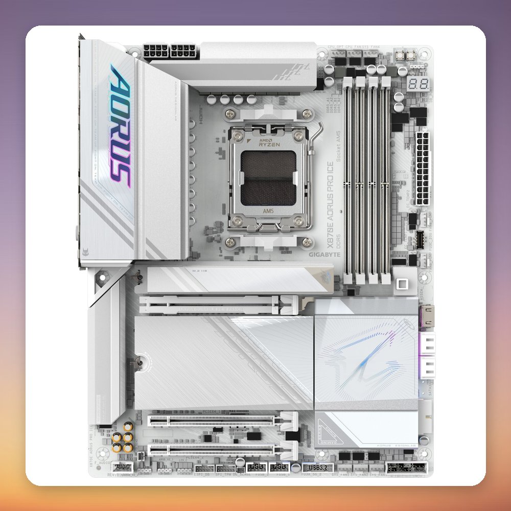 GigaByte X870E AORUS PRO ICE AM5 ATX Motherboard, White, DDR5, Wi-Fi 7 – image 2