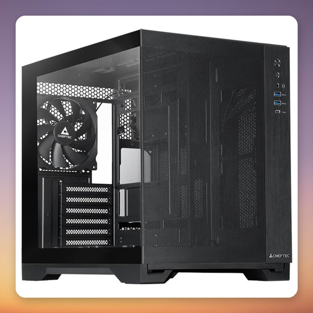 Chieftec Visio Air GM-30B-M-OP Midi-Tower Case, Black, Tempered Glass, Back-Connect