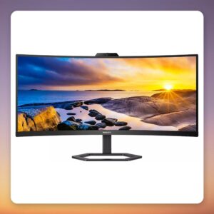 Philips 34E1C5600HE 34-Inch UWQHD Curved VA Monitor, 100 Hz, USB-C 65W, Webcam