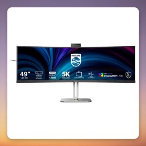Philips 49B2U5900CH 49" 5120x1440 32:9 Curved Monitor, 75 Hz, USB-C 100W, Webcam, KVM
