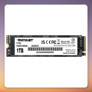 Patriot P320 1 TB M.2 2280 NVMe SSD, PCIe 3.0 x4, 3000 MB/s
