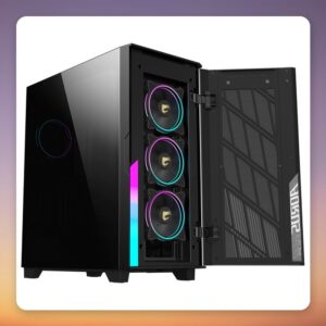 Gigabyte AORUS C500 Glass E-ATX Mid Tower Case, Tempered Glass, 4x ARGB Fans, Black