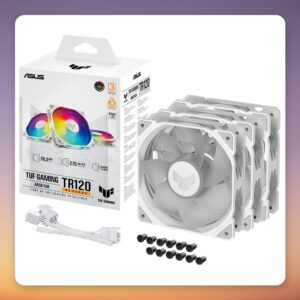 Asus TUF Gaming TR120 ARGB Reverse 120 mm Case Fan, White, 3-Pack
