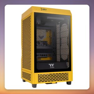 Thermaltake The Tower 200 Bumblebee Mini-ITX Case, Dark Yellow, Tempered Glass