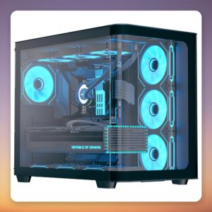 Aerocool P500C Mid-Tower ATX Case, Black, Tempered Glass, 4x ARGB Fans