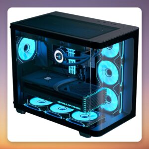 Aerocool P500C Mid-Tower ATX Case, Black, Tempered Glass, 4x ARGB Fans