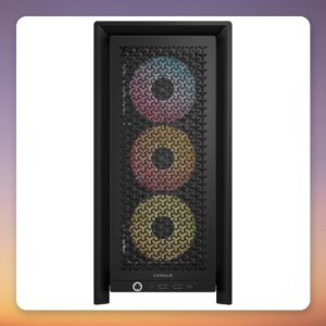 Corsair FRAME 4000D RS ARGB Mid-Tower Case, Black, Tempered Glass, 3x RS120 ARGB Fans