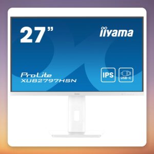 Iiyama ProLite XUB2797HSN-W2 27″ Full HD IPS 100 Hz Monitor, USB-C Dock, White