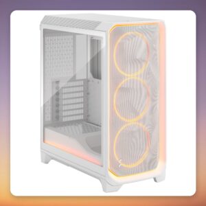 Fractal Design Meshify 3 Ambience Pro RGB Clear Tint E-ATX Mid Tower Case, White