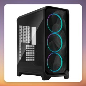 Fractal Design Meshify 3 RGB TG Light Tint Midi Tower Case, Black, E-ATX