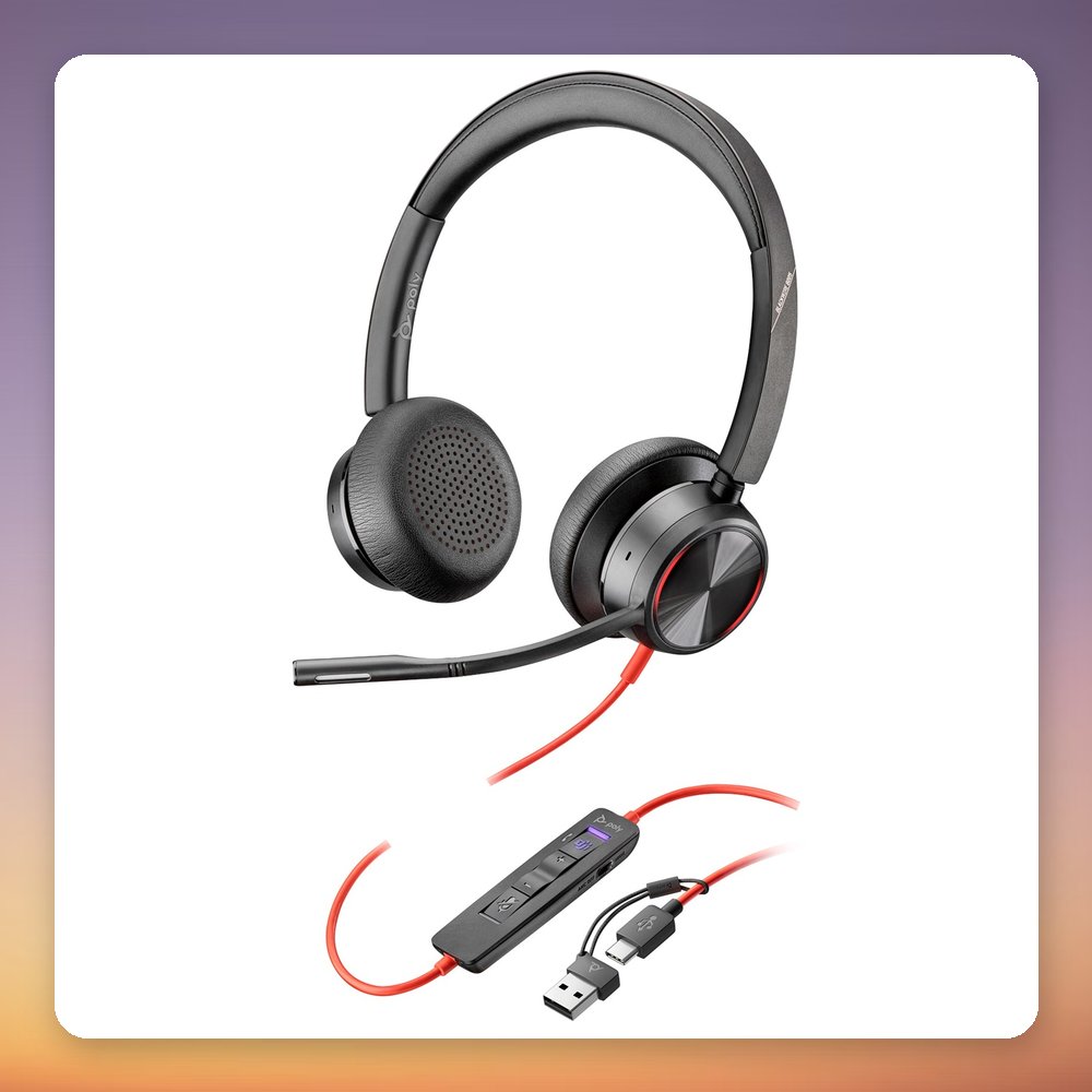 HP Poly Blackwire 8225 USB-C Stereo Headset with ANC, Teams Certified, Black