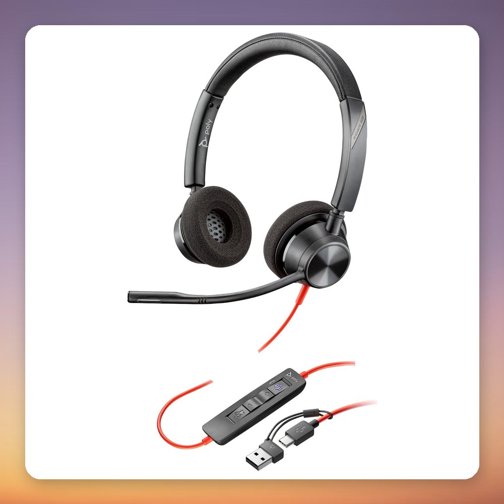 HP Poly Blackwire 3320M USB-C Stereo Headset, Black, Microsoft Teams Certified