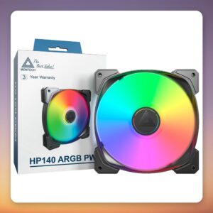 Montech HP140 ARGB PWM 140 mm Case Fan, Black, Single Pack