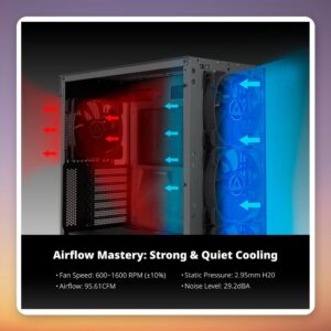 Montech HP140 ARGB PWM 140 mm Case Fan, Black, Single Pack