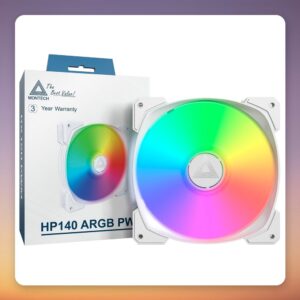 Montech HP140 ARGB PWM 140 mm Case Fan, White, Single Pack